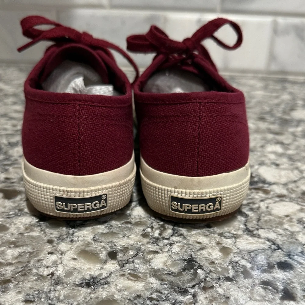 Superga Maroon Canvas Sneakers with Cream Soles